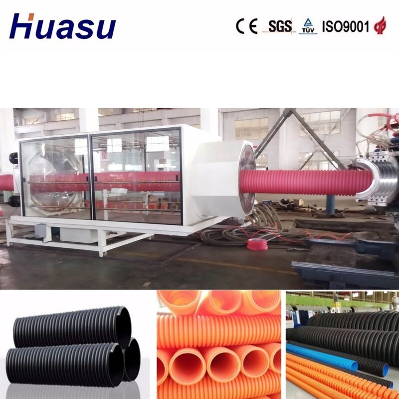PLC dikendalikan Double Wall Corrugated Pipe Extrusion Line untuk 32mm-1600mm Pipe dengan 100-3000kg/h Kapasitas