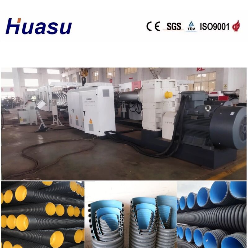 600mm 800mm 1200mm PE PVC Double Wall Corrugated Pipe Extrusion Line dengan Kapasitas 60-2000kg/jam Tangki Pendingin Air dan Motor Siemens
