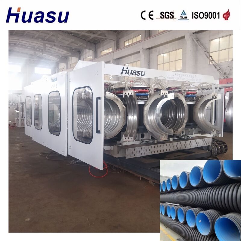 32-1600mm Pipe Diameter Range 60-2000kg/h Kapasitas Double Wall Corrugated Pipe Extrusion Line dengan Motor Bermerek SIEMENS