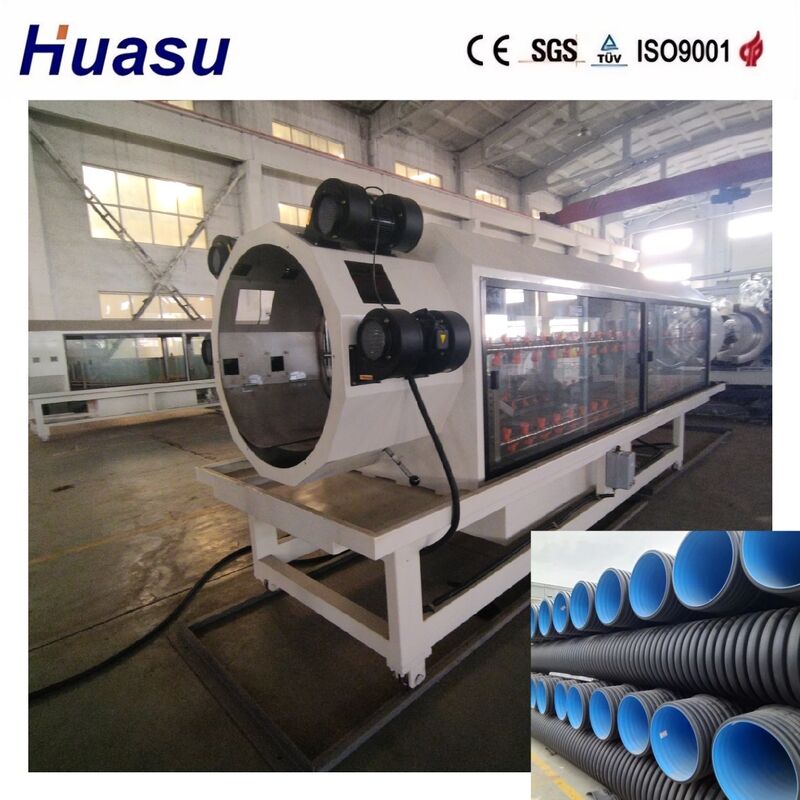 600mm 800mm 1200mm PE PVC Double Wall Corrugated Pipe Extrusion Line dengan Kapasitas 60-2000kg/jam Tangki Pendingin Air dan Motor Siemens