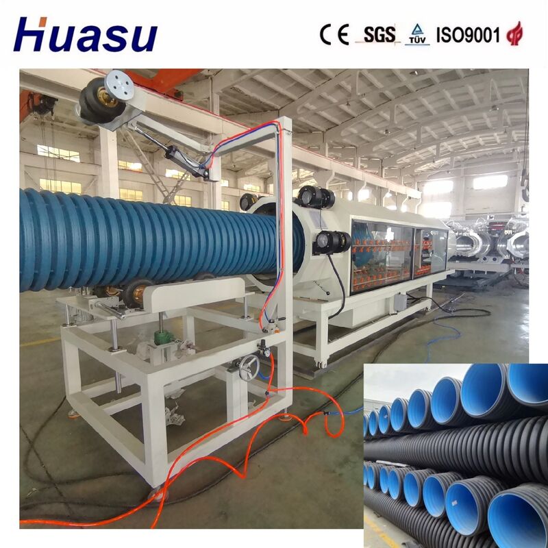 Telekomunikasi Kabel Listrik Plastik HDPE Dual Wall Corrugated Pipe Extrusion Machine