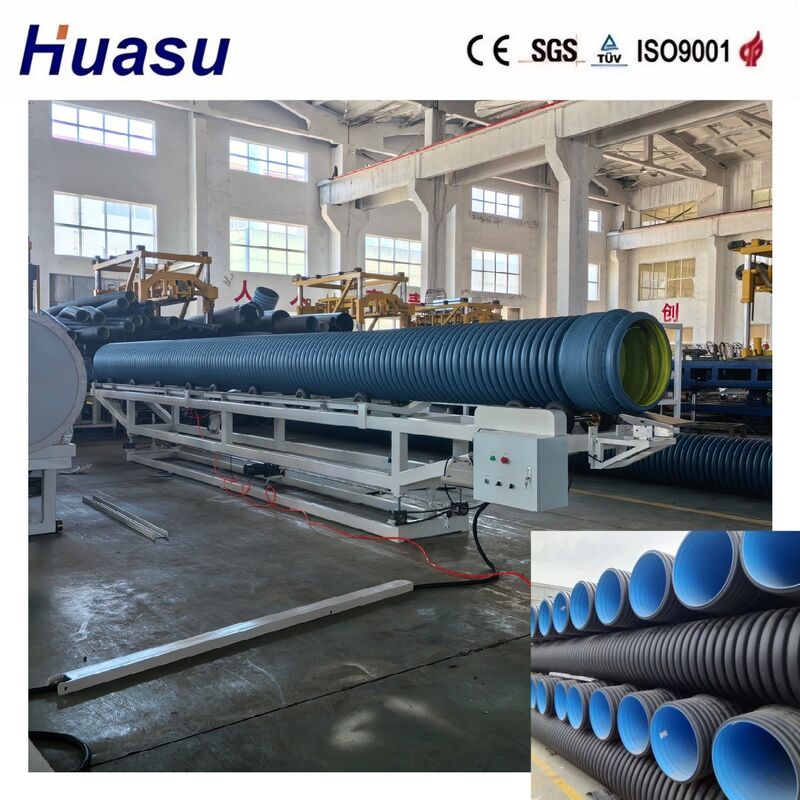 Garis Ekstrusi Pipa Bergelombang Dinding Ganda Produktivitas Tinggi untuk HDPE/PE/PP/PVC/MPP dengan Diameter Pipa 32-1600mm