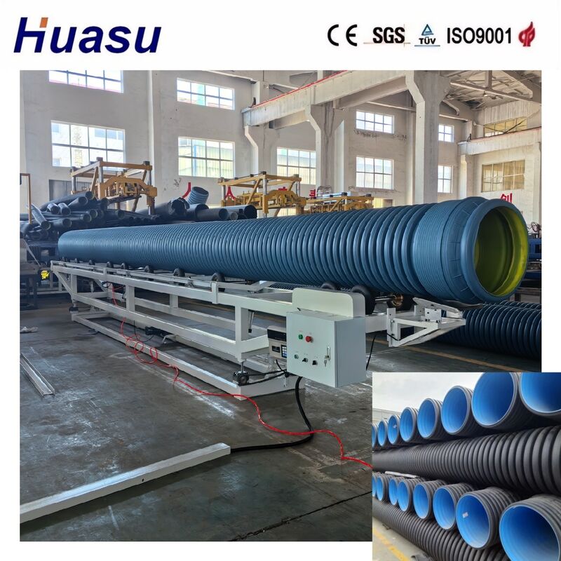 Garis Ekstrusi Pipa Bergelombang Dinding Ganda Produktivitas Tinggi untuk HDPE/PE/PP/PVC/MPP dengan Diameter Pipa 32-1600mm