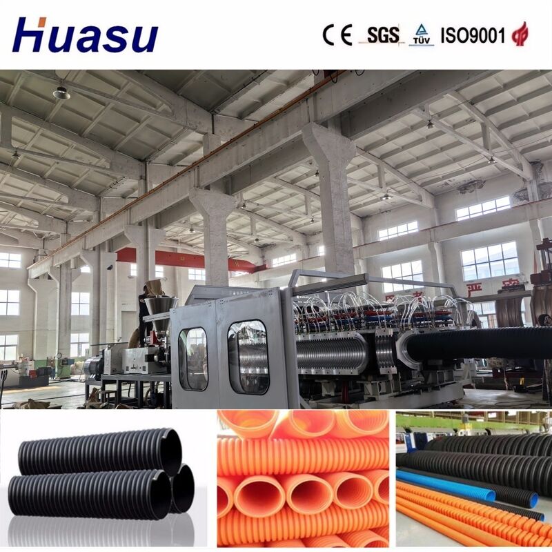 PLC dikendalikan Double Wall Corrugated Pipe Extrusion Line untuk Produktivitas Tinggi dengan Diameter Pipe 32-1600mm