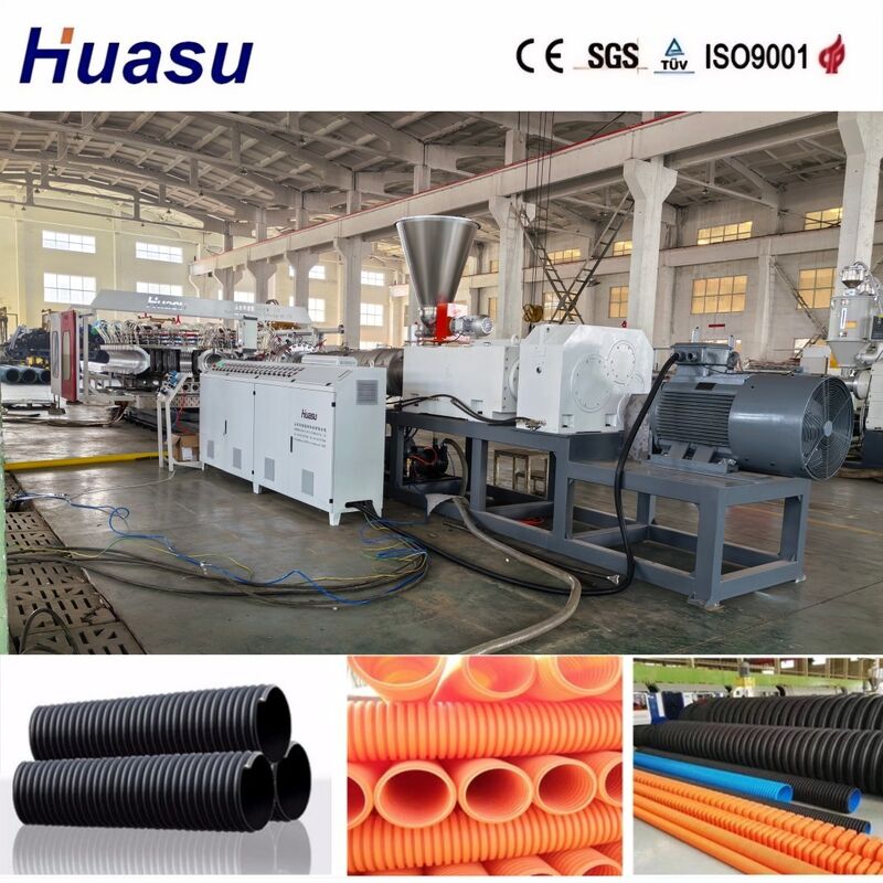 PLC dikendalikan Double Wall Corrugated Pipe Extrusion Line untuk Produktivitas Tinggi dengan Diameter Pipe 32-1600mm