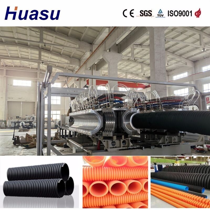 PLC dikendalikan Double Wall Corrugated Pipe Extrusion Line untuk Produktivitas Tinggi dengan Diameter Pipe 32-1600mm