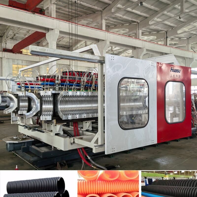 PLC dikendalikan Double Wall Corrugated Pipe Extrusion Line untuk Produktivitas Tinggi dengan Diameter Pipe 32-1600mm