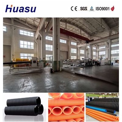 Remote Control Single Wall Corrugated Pipe Extrusion Machine dengan Full Intermeshing Engagement dan Online Belling untuk Pipe 32mm-1600mm