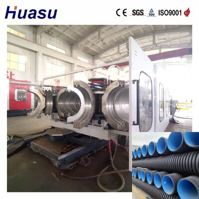 Double Wall Corrugated Pipe Extrusion Line with Belling-on-line Expansion Mode PLC Control for 32-1600mm Diameter Pipes