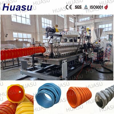 High Strength Special Profile Plastic Corrugated Pipe Production Line Underground Sewage Drain Pipeline Extrusion Making Machine